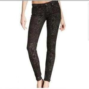 7 For All Mankind Gwenevere Floral Lace Skinny Jeans 26 Printed Edgy Victorian